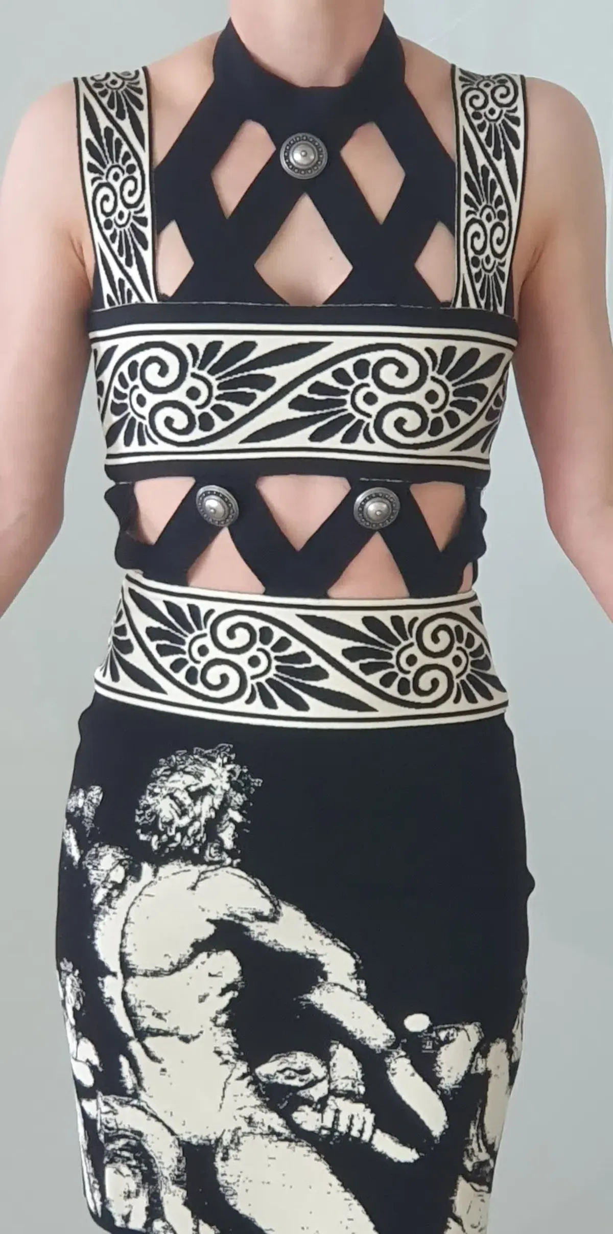 Fausto Puglisi Diamond Cutout Knit Mini Dress Print Size 36 / AU 6 - Image 4