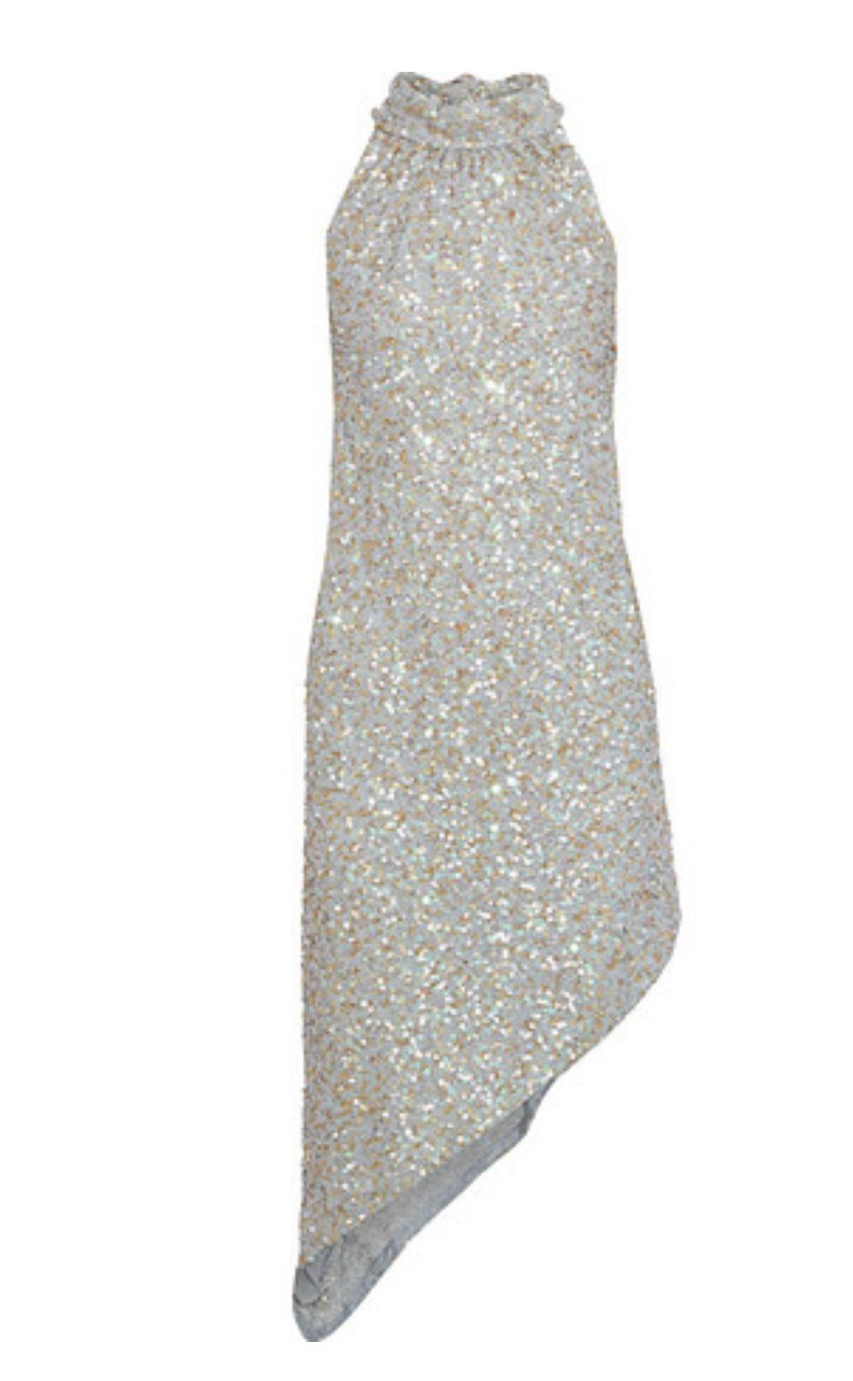 Anna Sui Asymmetric Sequin Embellished Chiffon Mini Dress Size 12 - Image 3