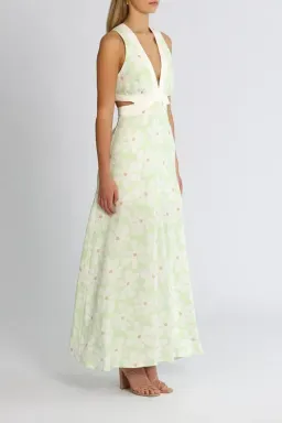 By Johnny Fleur Tie Back Midi Dress Green Floral Size 12 for rent on The Volte - image 2