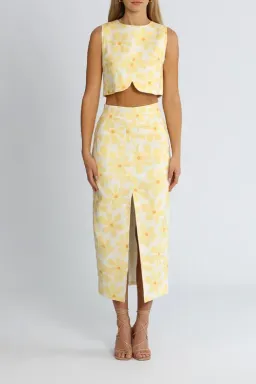 By Johnny Callie Sun Crop and Skirt Set Floral Yellow Size 10 for rent on The Volte - image 1