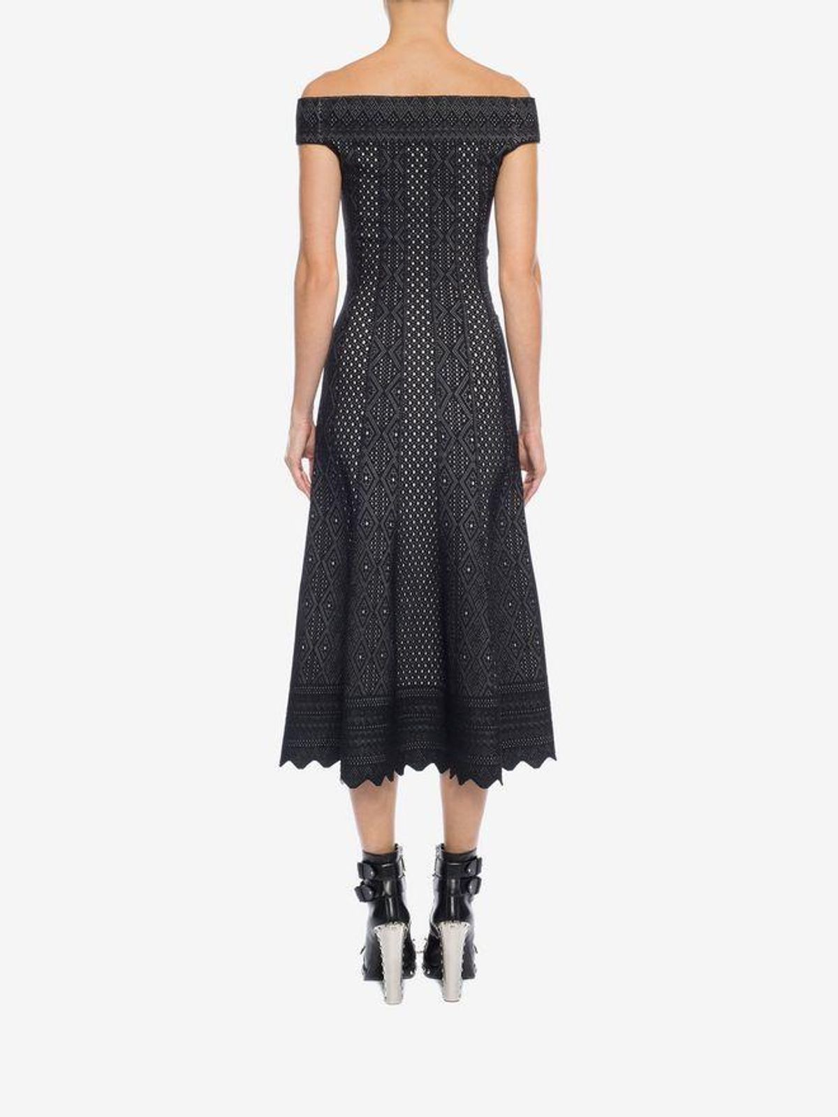 Alexander McQueen Off the Shoulder Jacquard Lace Dress Size 12 - Image 3