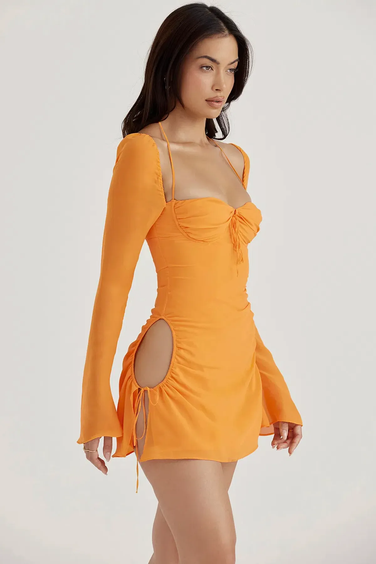 House Of CB Halter Mini Dress Orange Size AU 10 - Image 3