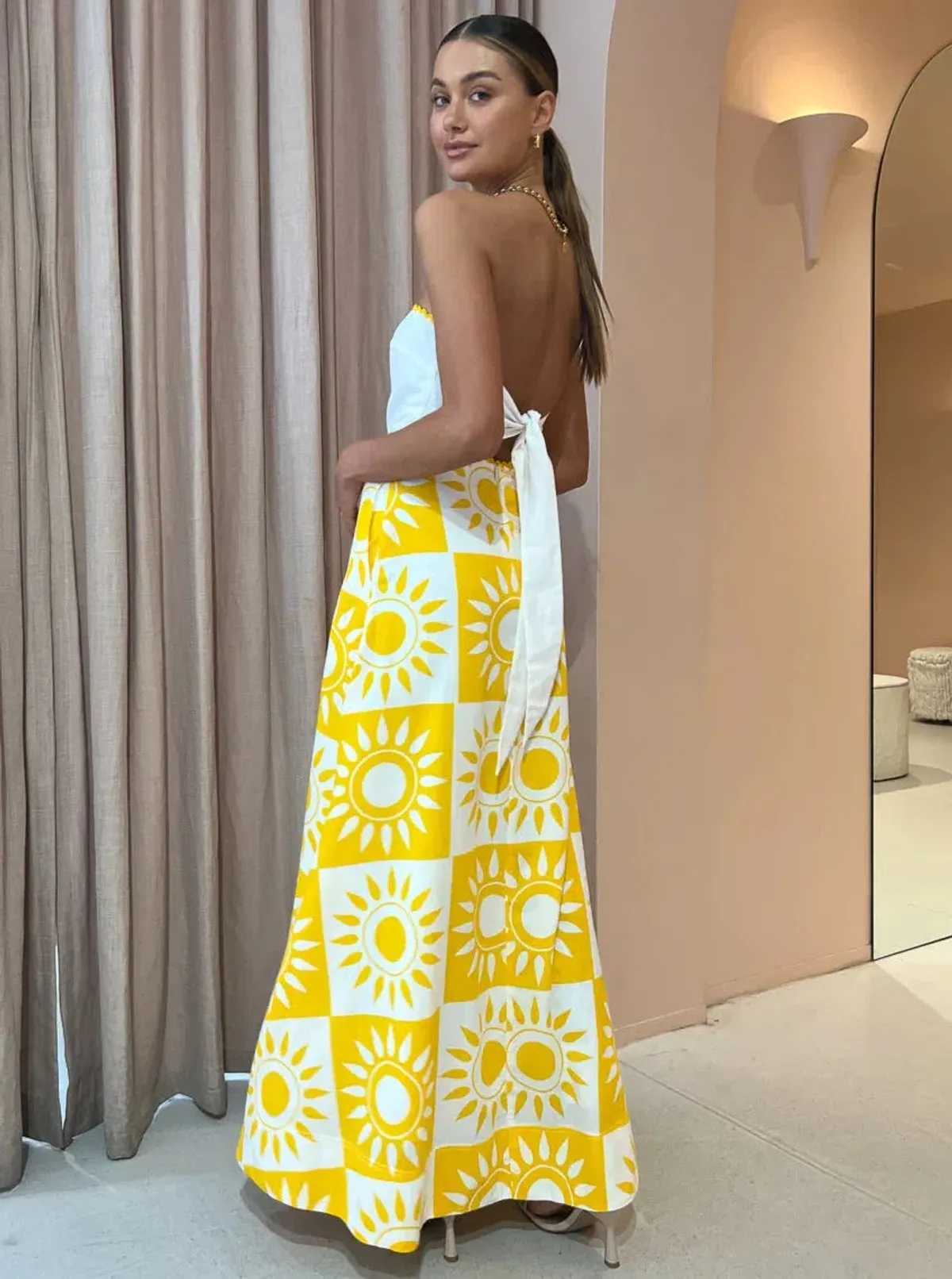 By Nicola Wavy Strapless Maxi Dress Multi Size AU 12 - Image 2