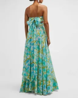 Zimmermann High Tide Crop Bodice And Ikat Maxi Skirt Floral Size AU 6 for rent on The Volte - image 2