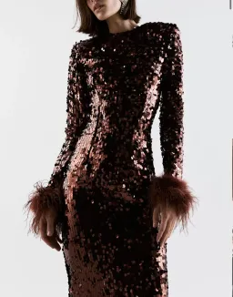 THE NEW ARRIVALS by İlkyaz Özel Veronique in Chambord Sequin Dress Size 6/XS for rent on The Volte - image 2