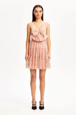 Alice McCall Slow Drives Bow Mini Dress Blush Size 12 for rent on The Volte - image 1