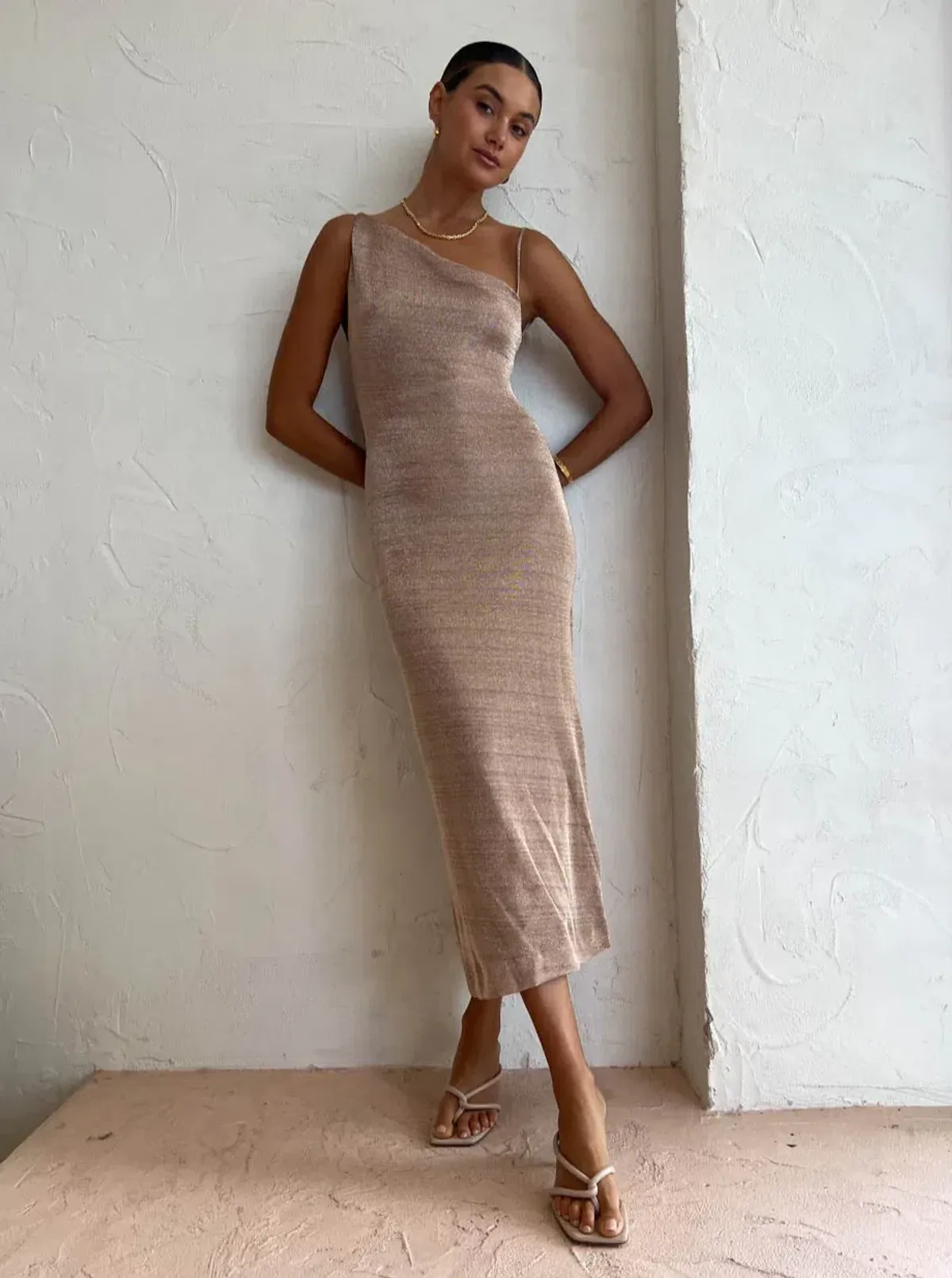 Third Form Heavy Metal Knit Cowl Slip In Rose Gold Size 8 - Image 1