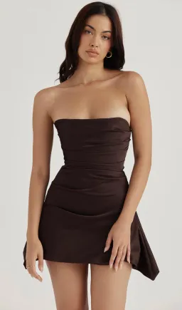 House of CB Jasmine Mini Dress Chocolate  Size 8 for rent on The Volte - image 2