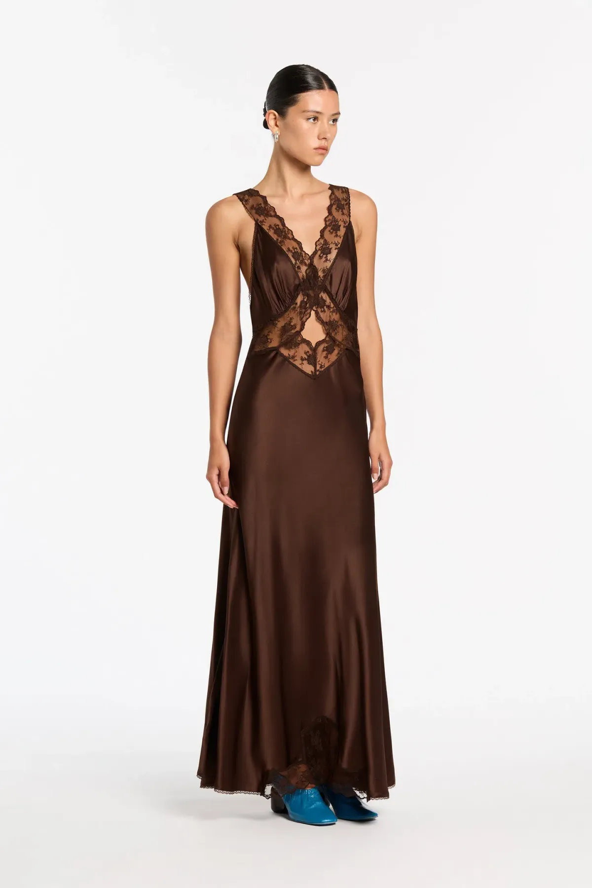 Sir the Label Aries Cut Out Gown Chocolate Size 0P / AU 6 - Image 4