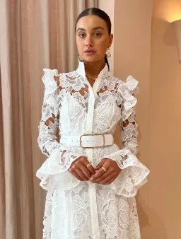 Leo Lin Aliyah Butterfly Sleeve Midi Dress Snow Size 8 for rent on The Volte - image 2