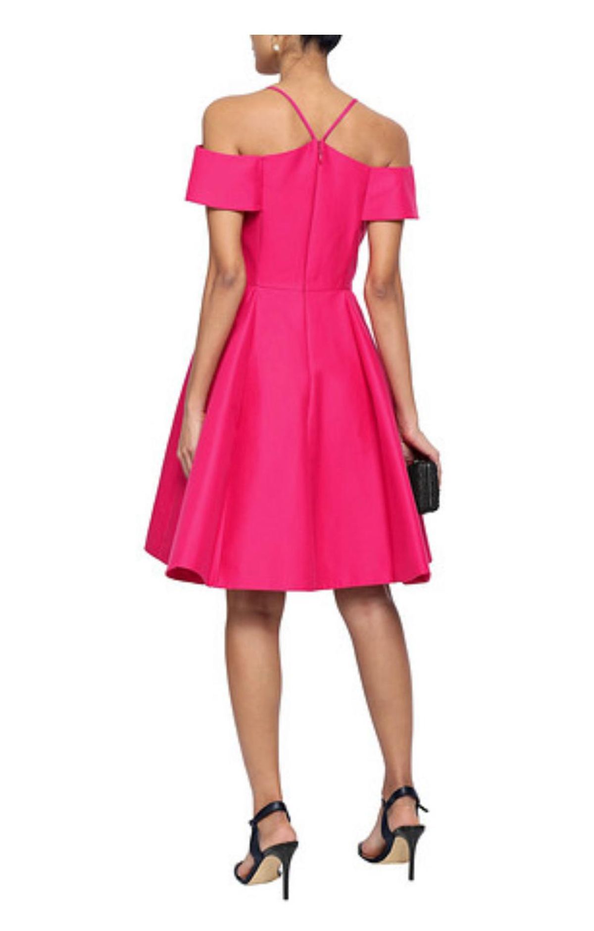 Halston Heritage Cold Shoulder Dress Fushia Size 10 - Image 2