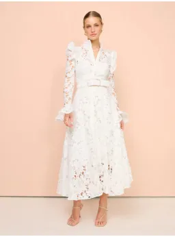 Leo Lin Aliyah Butterfly Sleeve Midi Dress Snow Size AU 12  for rent on The Volte - image 1
