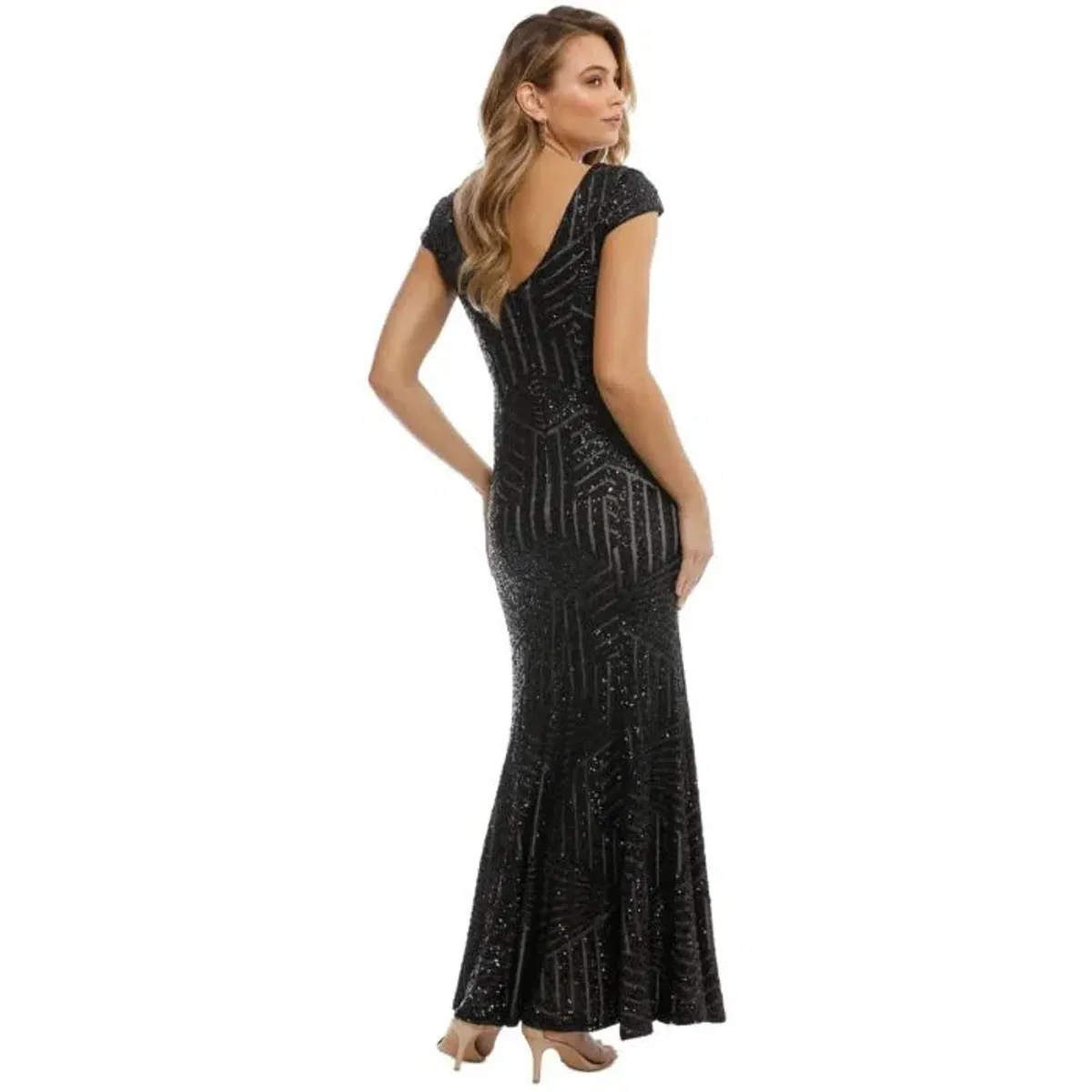 L'amour Karla Sequin Gown Black Size 18 - Image 2