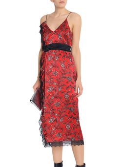 Cinq A Sept Petra Lace Trimmed Silk Satin Midi Dress Print Size 6 for rent on The Volte - image 1