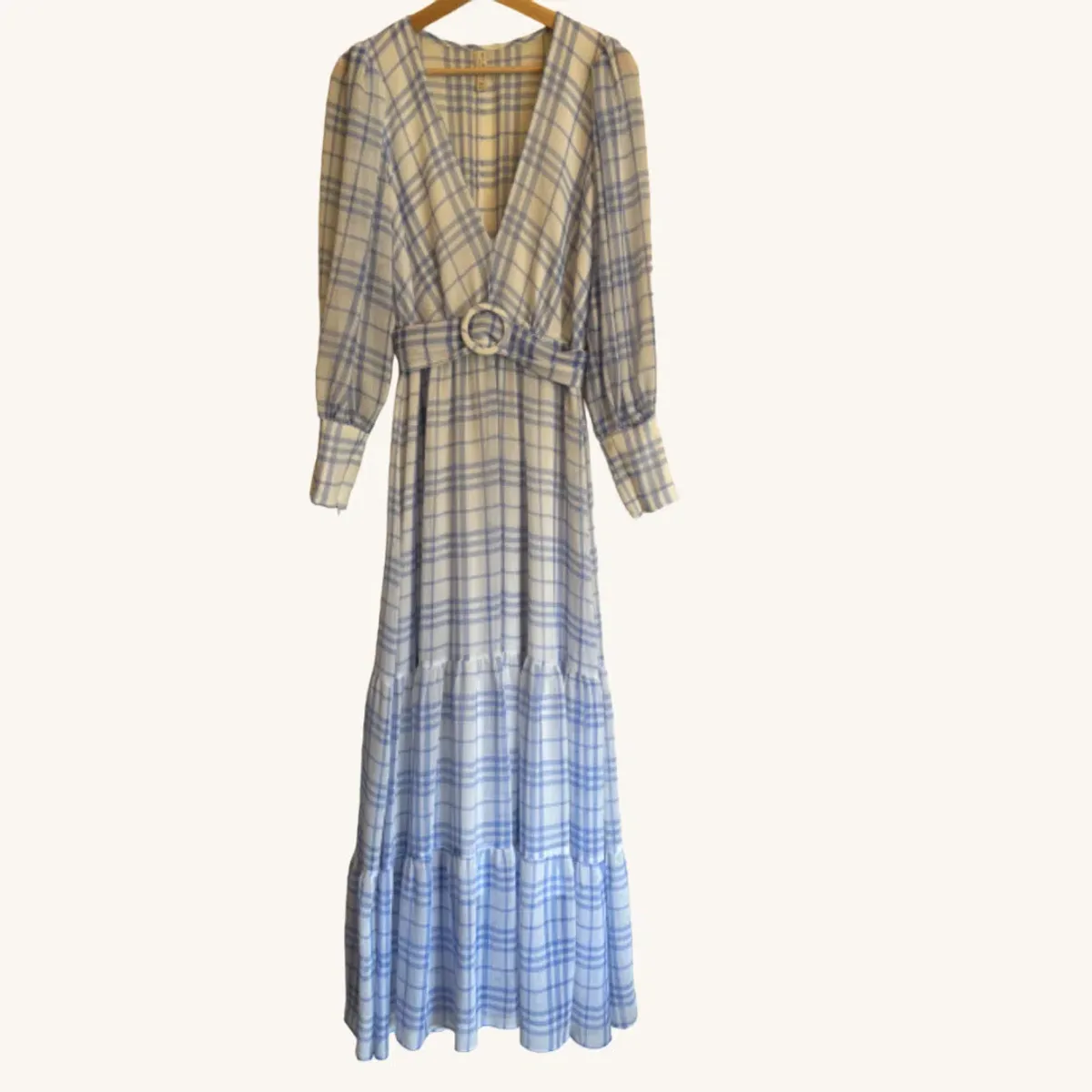Bec & Bridge Alexa Gingham Maxi Dress Print Size AU 8 - Image 4