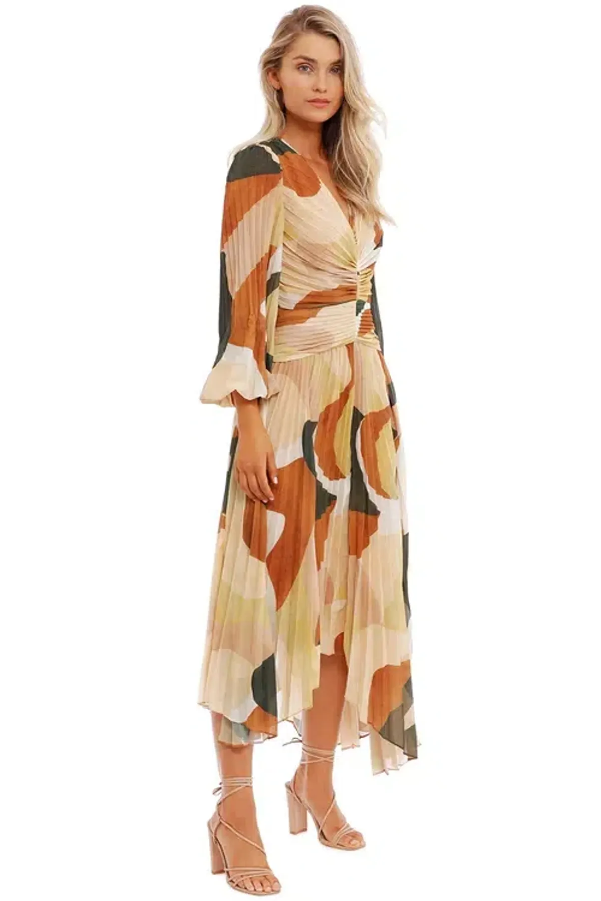 Ministry of Style Retro Resort Pleated Midi Dress Multi Print Size AU 8 - Image 2