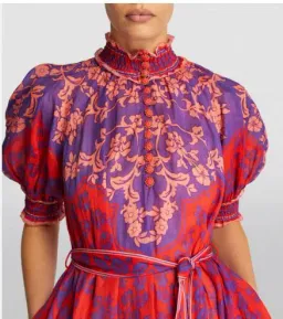 Zimmermann Raie Swing Maxi Dress Purple Red Floral Size AU 12 for rent on The Volte - image 3