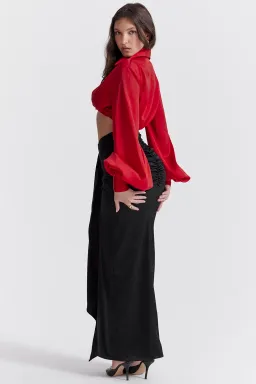 House of CB Arla Draped Silk Maxi Skirt Black Size XS/S for rent on The Volte - image 2