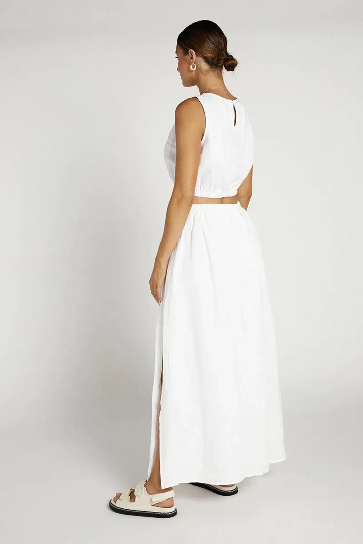 DISSH Dylan Linen Crop Top and Maxi Skirt Set White Size S / AU 8 - Image 2