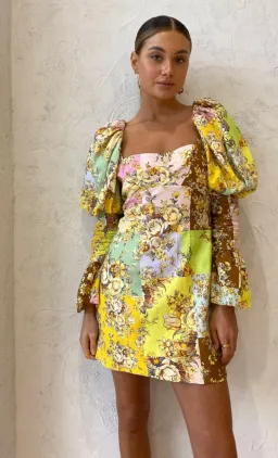 Alemais Matilde Puff Sleeve Mini Dress In Multi 12 for rent on The Volte - image 1