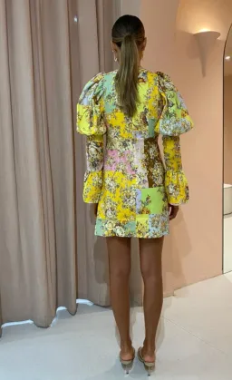 Alemais Matilde Puff Sleeve Mini Dress In Multi 12 for rent on The Volte - image 3