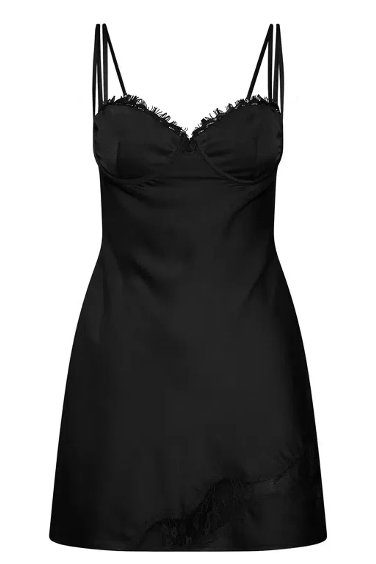 Meshki Joslyn Satin Slip Mini Dress Black Size 6  - Image 3