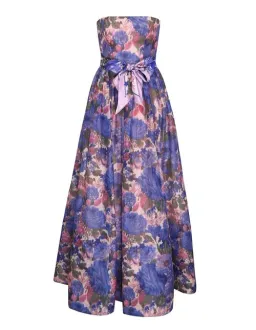 Zimmermann High Tide Strapless Dress Purple Ikat Floral Size 0 / AU 8 for rent on The Volte - image 3