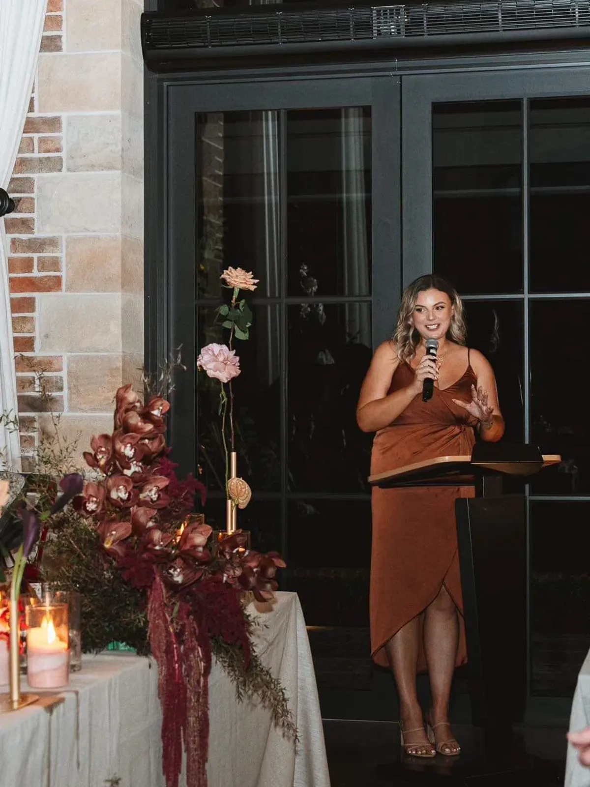 Shona Joy Luxe Tie Front Cocktail Dress Mocha Size AU 16 - Image 6