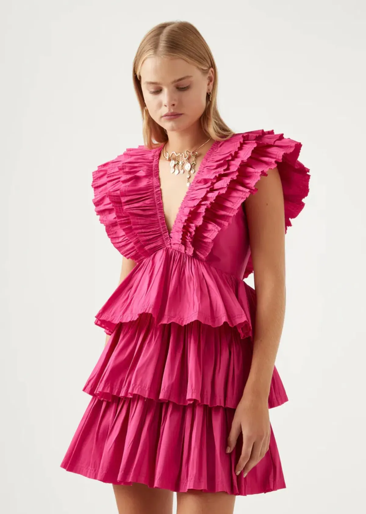 Aje Rhythmic Frilled Mini Dress Pink Size AU 16 - Image 2