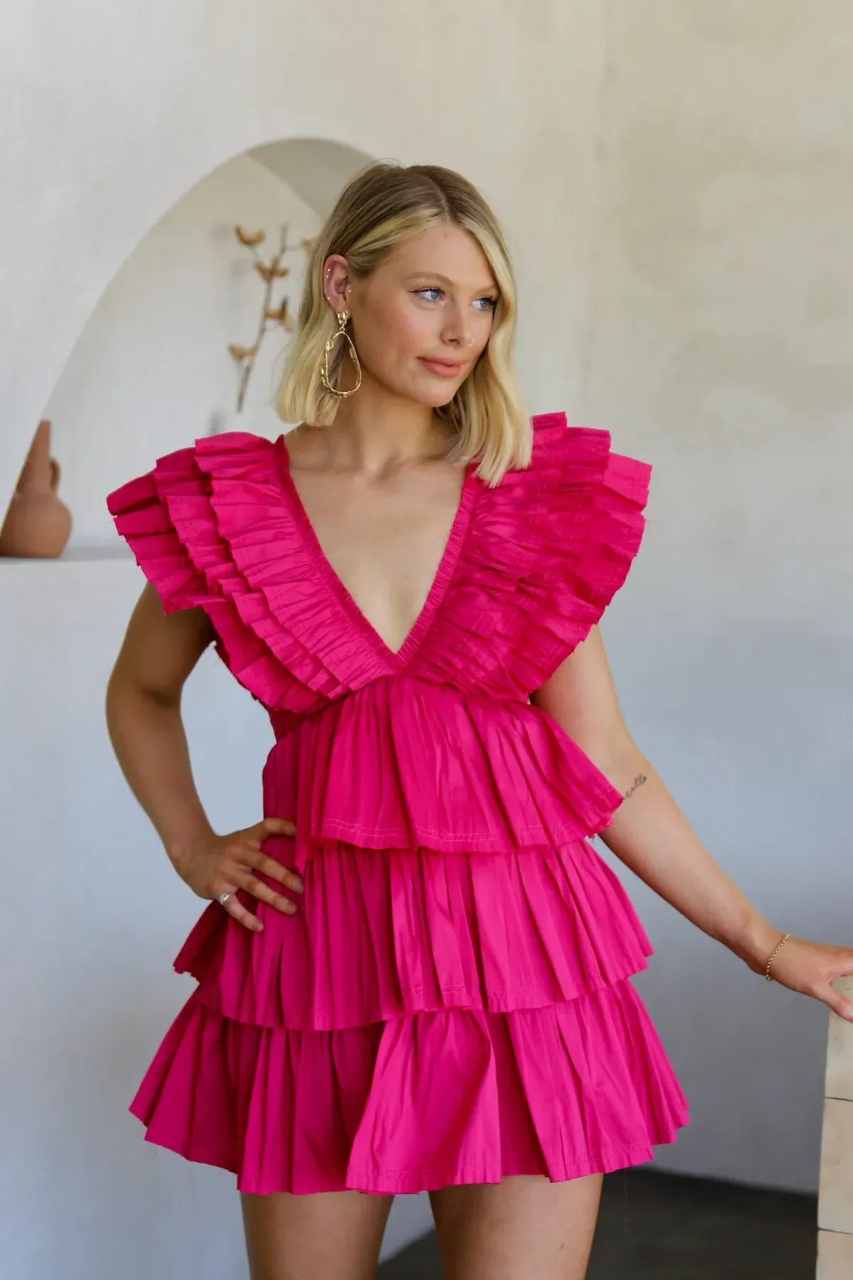 Aje Rhythmic Frilled Mini Dress Pink Size AU 16 - Image 10