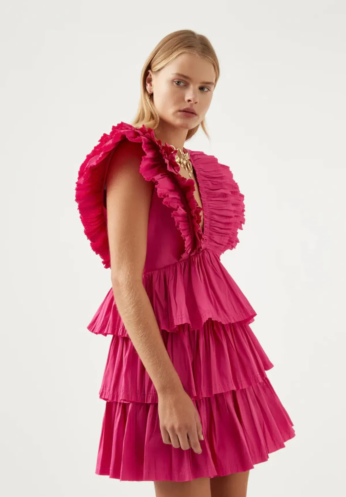 Aje Rhythmic Frilled Mini Dress Pink Size AU 16 - Image 3