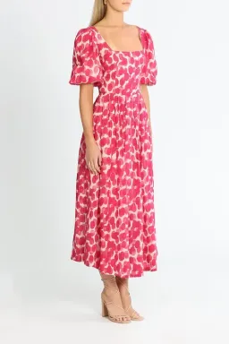 Ministry of Style Mottled Blossoms Midi Dress Pink Print Size 16 for rent on The Volte - image 3