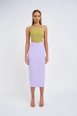 By Johnny The Fresco Halter Maxi Dress Lilac/Green Size 12 for rent on The Volte - image 1