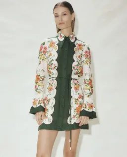 Alemais Elisabetta Mini Dress Green/Floral  Size 10 for rent on The Volte - image 1