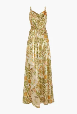 Oscar De La Renta Metallic Lamé Silk-Blend Crepe De Chine Gown Sage Green Size US 6 (AU 10) for rent on The Volte - image 4