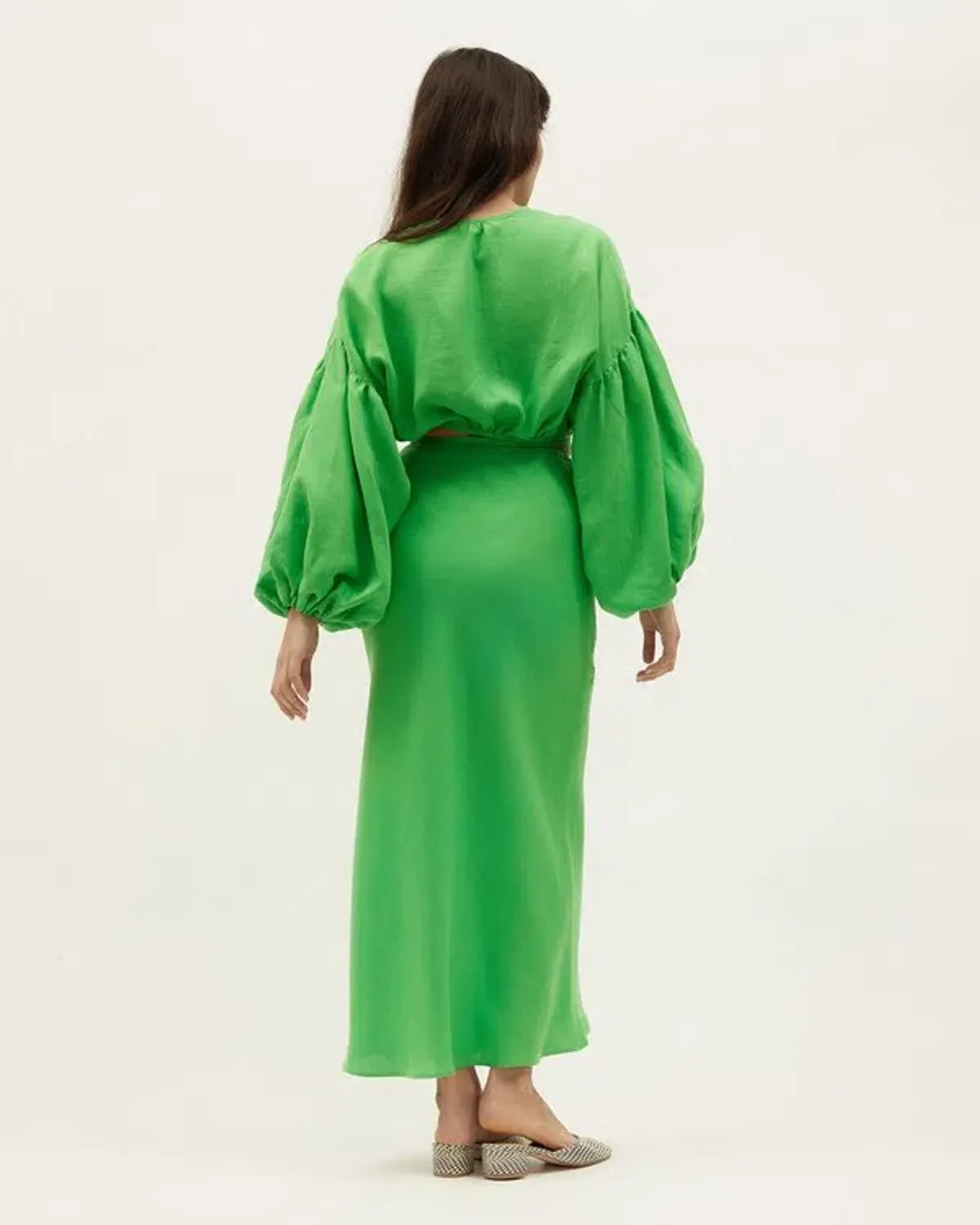 Dominique Healy Parakeet Wrap Top and Skirt Set Green Size 10 - Image 2