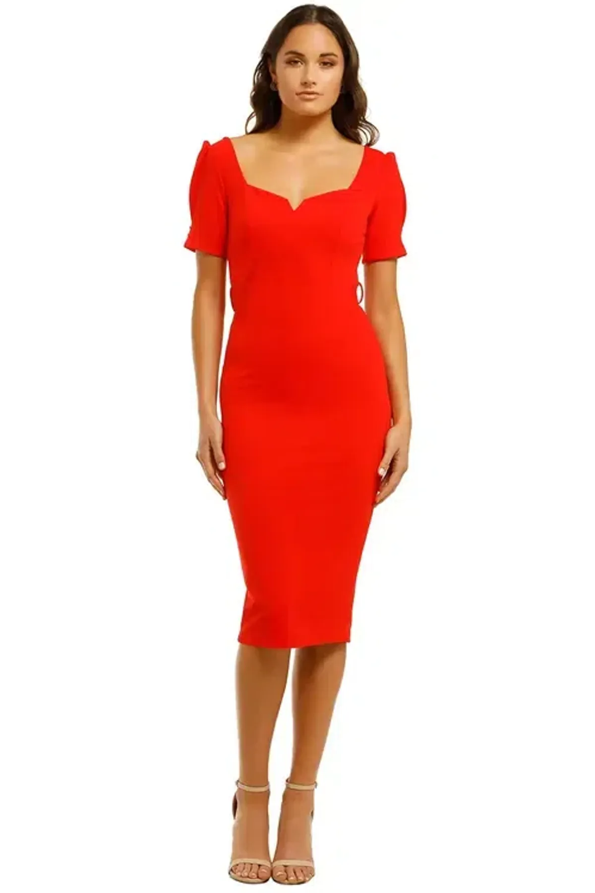 Pasduchas Cascade Sleeve Midi Dress Poppy Red Size 14 - Image 1