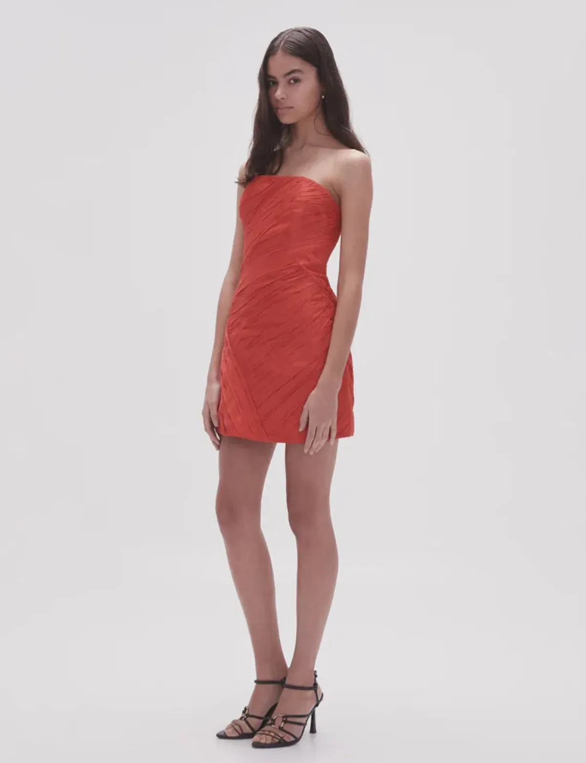 Aje Amina Ruched Red Dress Size 10  - Image 3