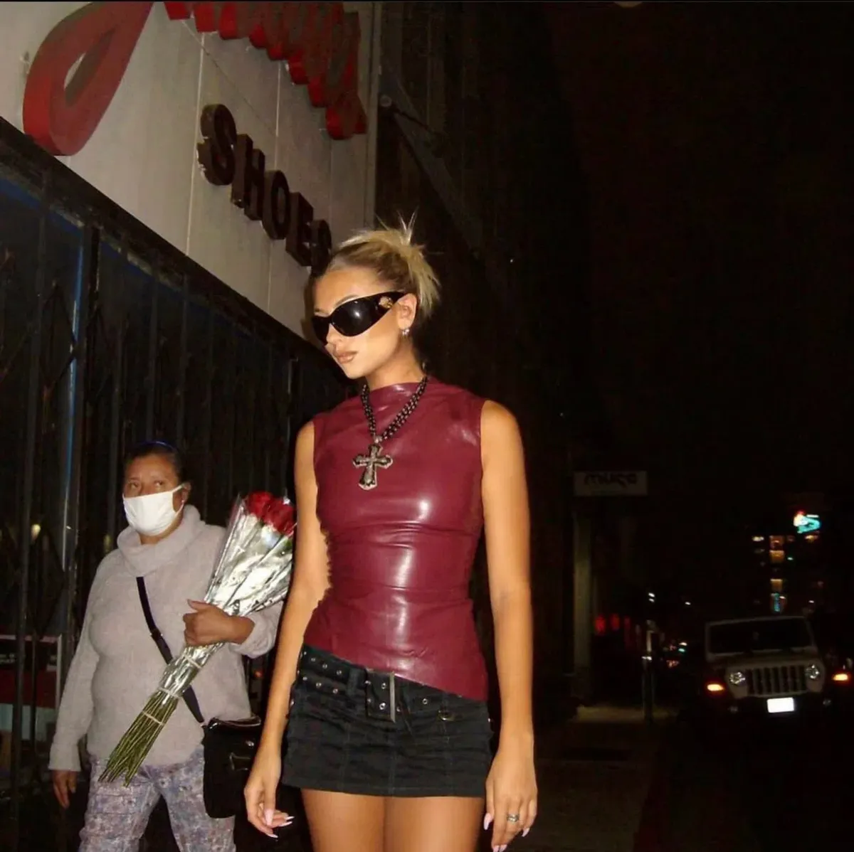 House of CB Allegra Wine Vegan Leather Asymmetric Top Red Size L / AU 12 - Image 11