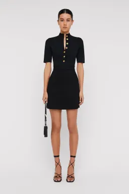 Scanlan Theodore Crepe Knit Mini Dress Black Size 6 for rent on The Volte - image 1