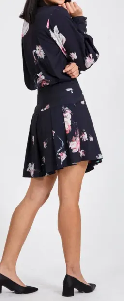 AJE Gabyon Long Sleeved Wrap Floral Print Mini Dress Kimono Black/Pink Size 6 for rent on The Volte - image 3