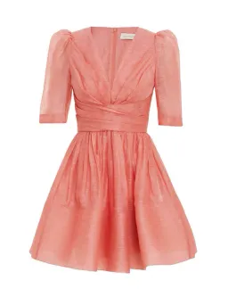 Zimmermann The Wonderland Sleeved Mini Dress in Guava  Size 3/Au 14 for rent on The Volte - image 3