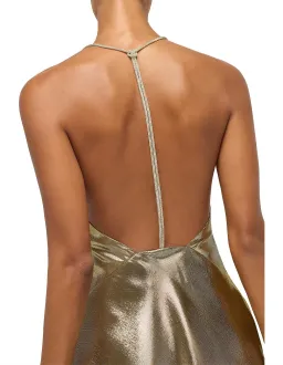 Michael Lo Sordo Nicole Drape Bias Mini Dress Gold Size 8 for rent on The Volte - image 5