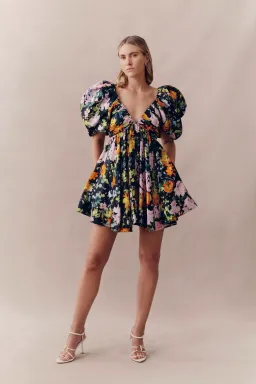 Aje Gabrielle Plunge Mini Dress Midnight Floral Size 8 for rent on The Volte - image 1