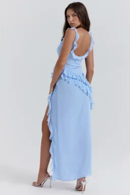 House Of CB Ariela Ruffle Maxi Dress Blue Size S / AU 8 for rent on The Volte - image 3