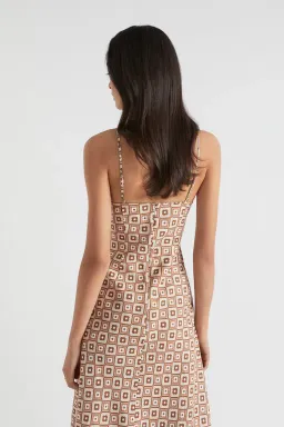 Seed Heritage Floral Geo Midi Dress Beige Size AU 8 for rent on The Volte - image 2