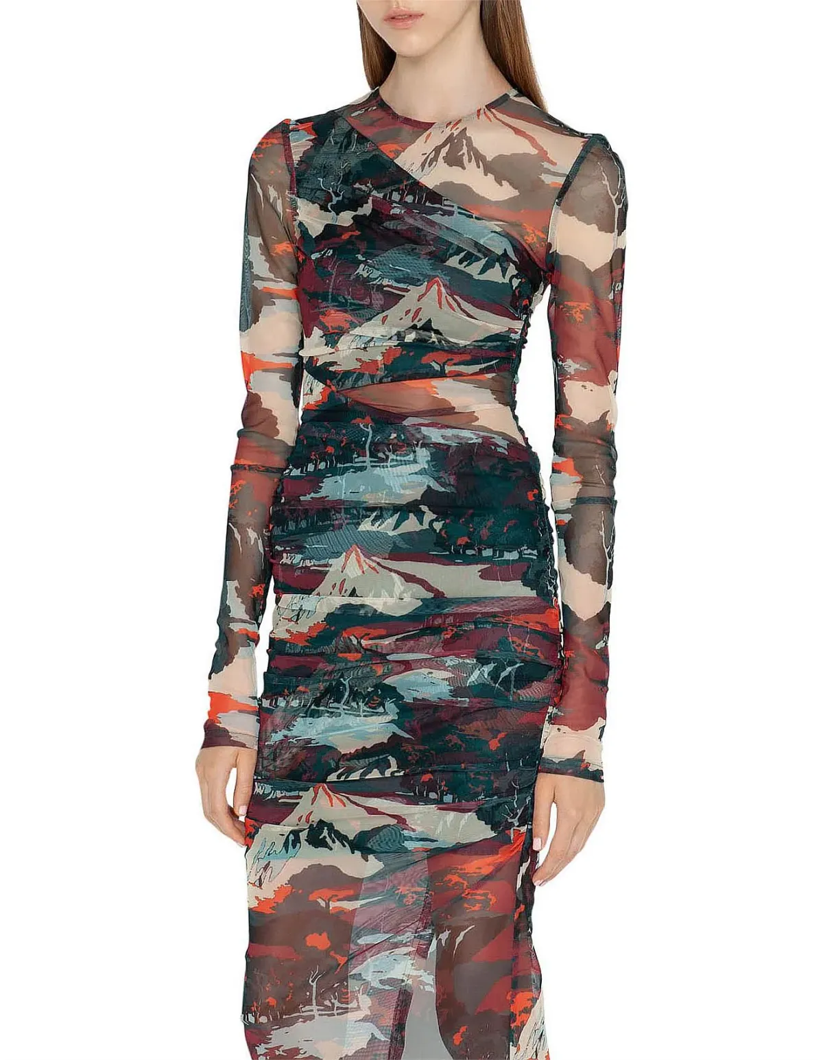 Cue Abstract Landscape Mesh Dress Multi Size AU 12 - Image 2