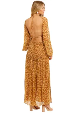 Shona Joy Sunset Cut Out Midi Dress Tumeric Brown Multi Print Size AU 8 for rent on The Volte - image 3