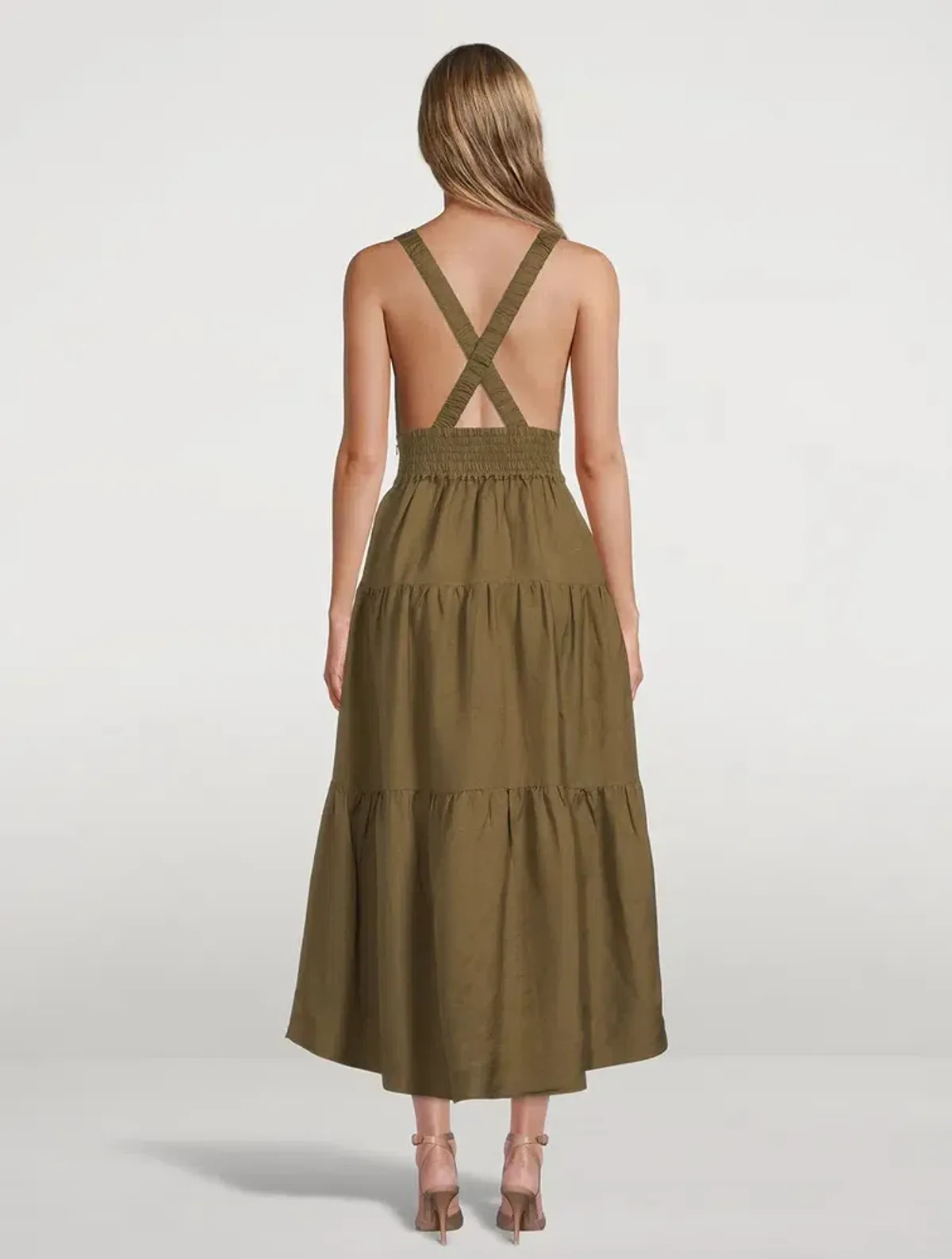 Shona Joy Juliana Midi Dress Khaki Size AU 10 - Image 2