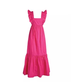 Self-Portrait Ruffled Cotton Poplin Maxi Dress in Pink Size 12 for rent on The Volte - image 5